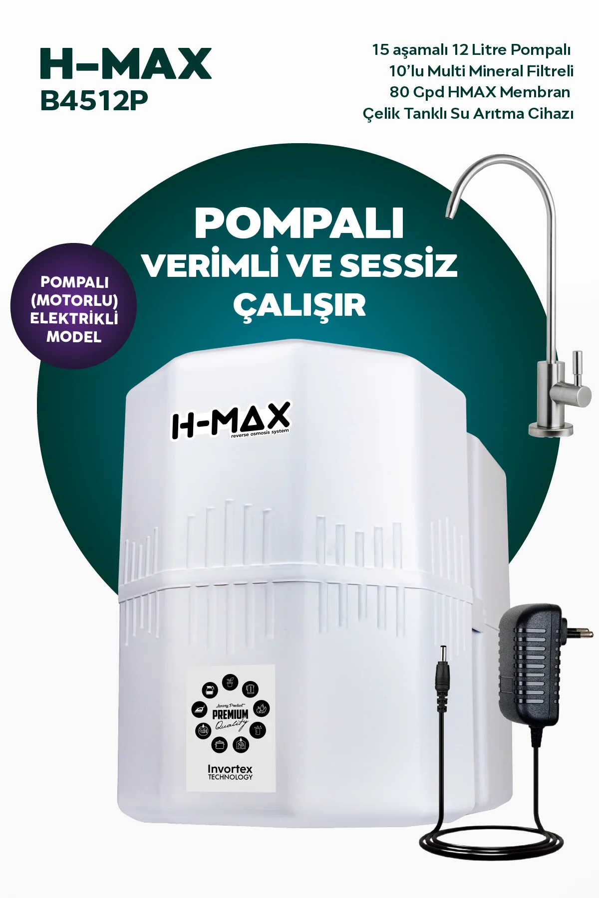 12-litre-pompali-15-asama-multi-minera-4f0-d3 12 Litre Pompalı 15 Aşama Multi Mineralli 80 GPD Su Arıtma Cihazı HMAXB4512P - Görsel 1