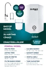 12 Litre Pompalı 15 Aşama Multi Mineralli 80 GPD Su Arıtma Cihazı HMAXB4512P - Görsel 2