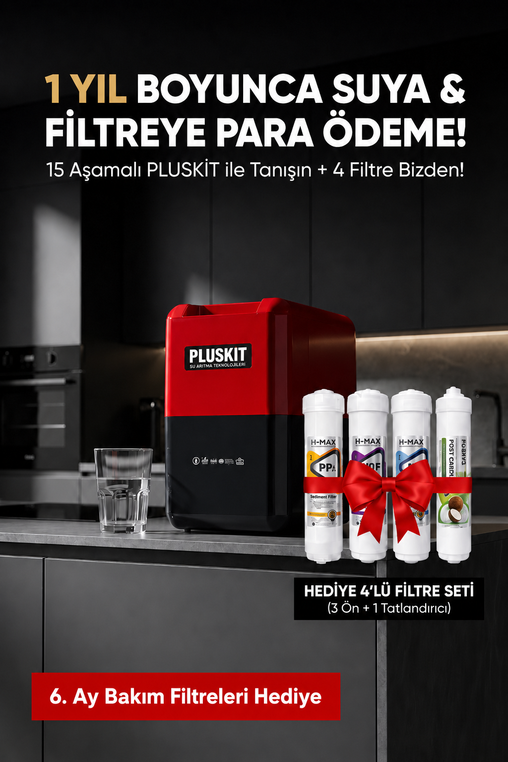 ç.ç.ç Pluskit 8LT Çelik Tanklı 80 GPD Membranlı Arıtma Cihazı - KS0010 - Görsel 1