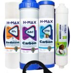 H-max 80 GPD HMAX Membranlı Açık Kasa Su Arıtma Çift Karbonlu 5'li Filtre Seti - 0036