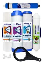 H-max 80 GPD HMAX Membranlı Açık Kasa Su Arıtma Çift Karbonlu 5'li Filtre Seti - 0036