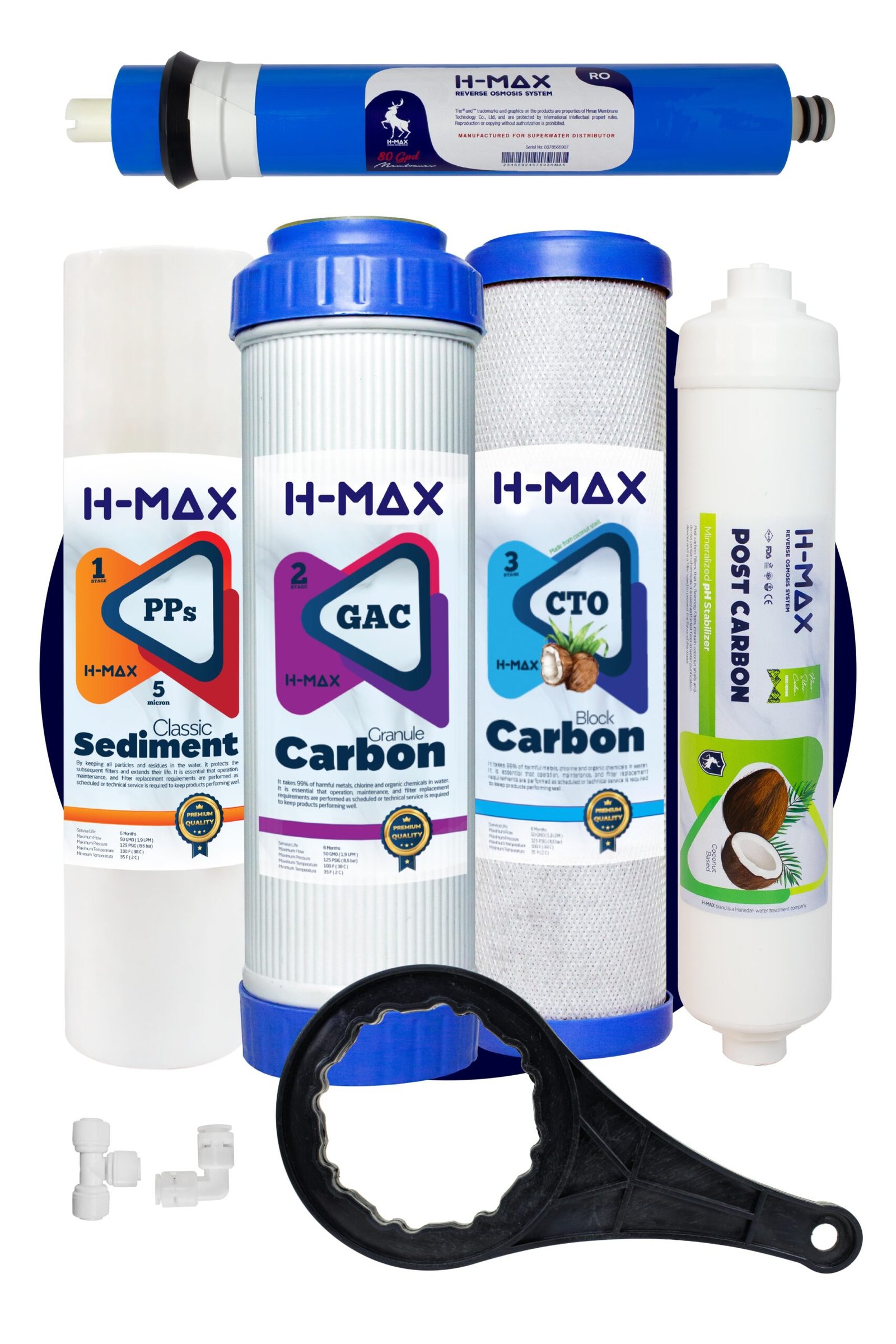 h-max-80-gpd-hmax-membranli-acik-kasa--a0b8-7 H-max 80 GPD HMAX Membranlı Açık Kasa Su Arıtma Çift Karbonlu 5'li Filtre Seti - 0036 - Görsel 1