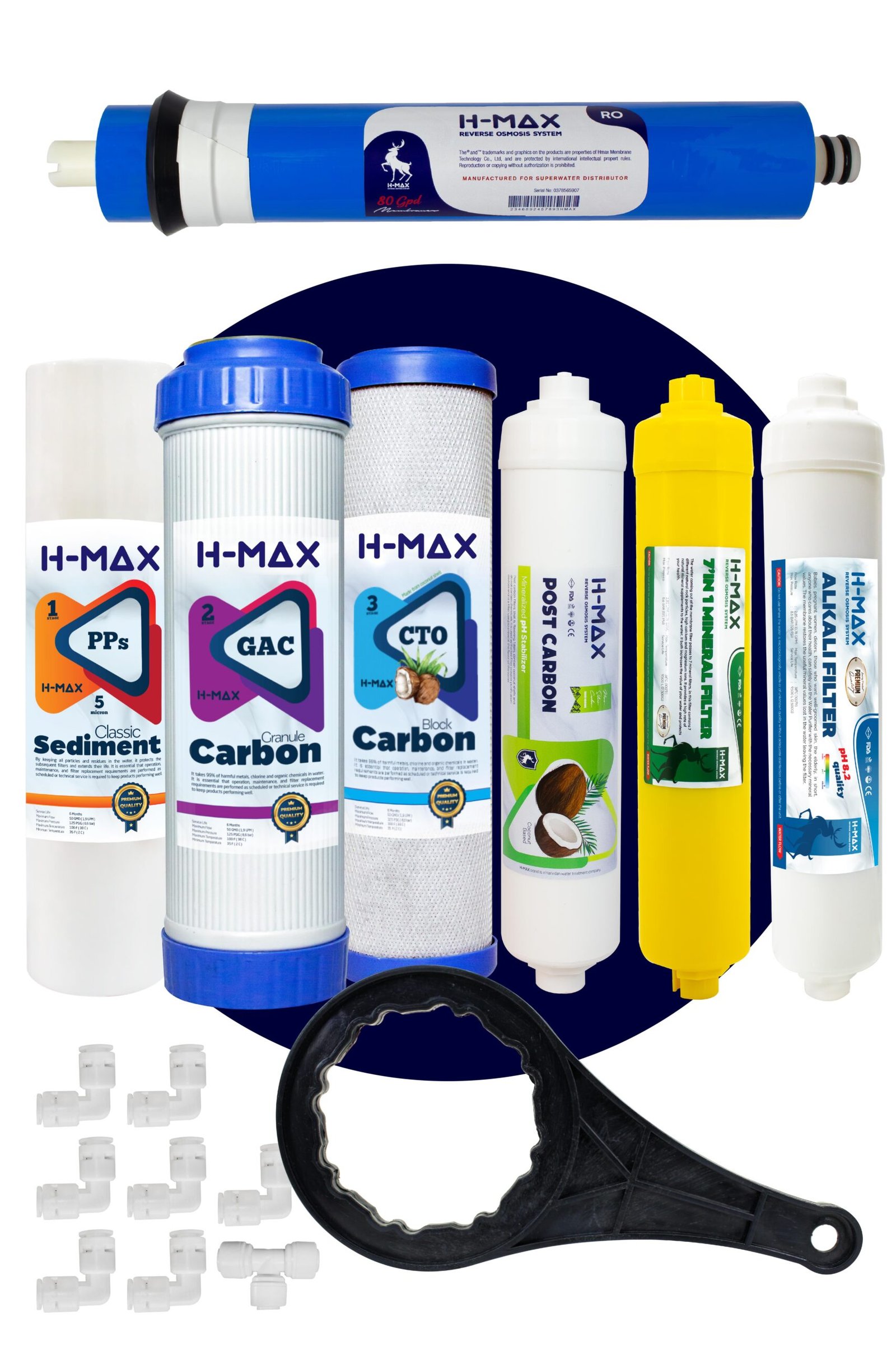 h-max-80-gpd-hmax-membranli-acik-kasa--a31-42 H-max 80 GPD HMAX Membranlı Açık Kasa Su Arıtma Çift Karbonlu 8'li Filtre Seti - 0045 - Görsel 1