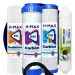 H-max 90 GPD Süper Membranlı Açık Kasa Su Arıtma Çift Karbonlu 5'li Filtre Seti - 0037