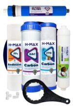 H-max 90 GPD Süper Membranlı Açık Kasa Su Arıtma Çift Karbonlu 5'li Filtre Seti - 0037
