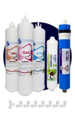 Üstten Giriş ve Çıkışlı, Çift Çubuklu Su Arıtma Cihazı Filtresi 90 Gpd Süper Membranlı 5'li Set