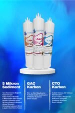 Üstten Giriş ve Çıkışlı, Çift Çubuklu Su Arıtma Cihazı Filtresi 75 Gpd Membranlı 7'li Filtre Seti - Görsel 3