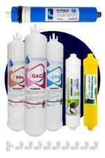 Üstten Giriş ve Çıkışlı, Çift Çubuklu Su Arıtma Cihazı Filtresi 75 Gpd Membranlı 6'lı Filtre Seti