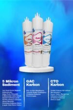 Üstten Giriş ve Çıkışlı, Çift Çubuklu Su Arıtma Cihazı Filtresi 90 Gpd Süper Sarım Membranlı 7'li Filtre Seti - Görsel 3