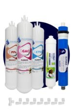 Üstten Giriş ve Çıkışlı, Çift Çubuklu Su Arıtma Cihazı Filtresi 80 Gpd H-MAX Membranlı 5'li Set