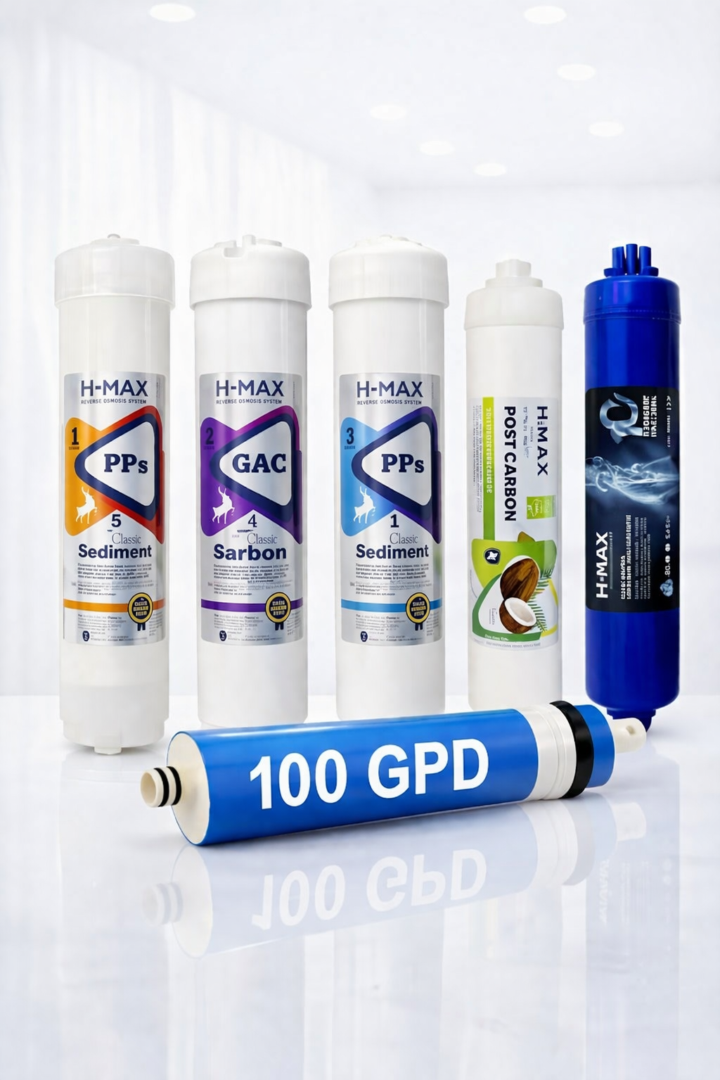 KK6-100gpd H-Max Kapalı Kasa 6'lı Set 100 Gpd - Yüksek Filtrasyon Filtre Sistemi - Görsel 1