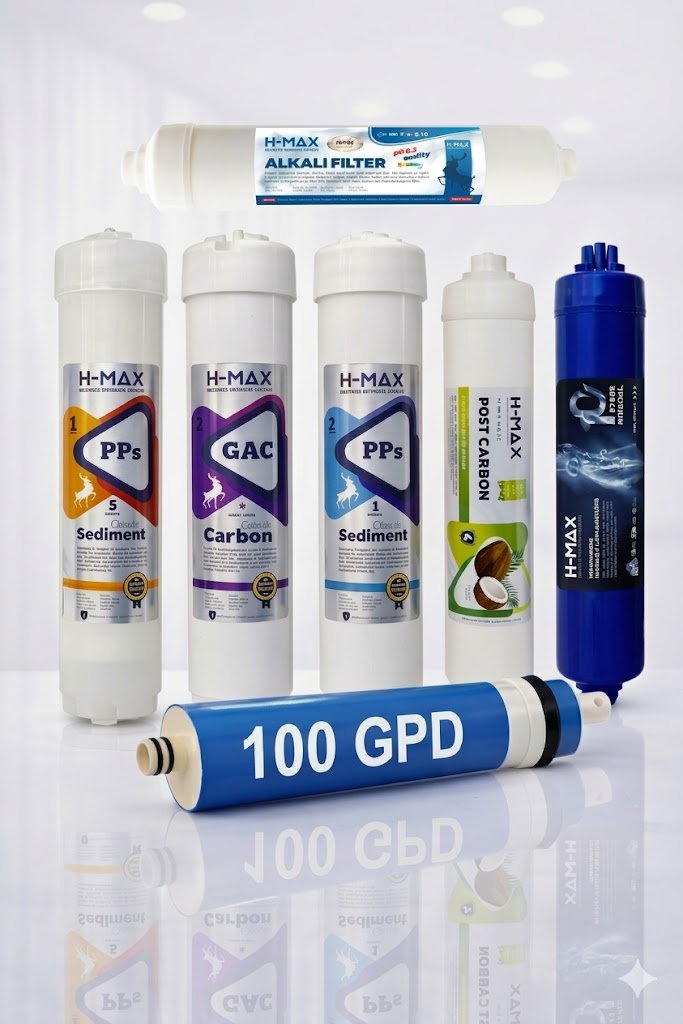 KK7-100gpd H-Max Kapalı Kasa 7'li Set 100 Gpd - Yüksek Filtrasyon Filtre Sistemi - Görsel 1